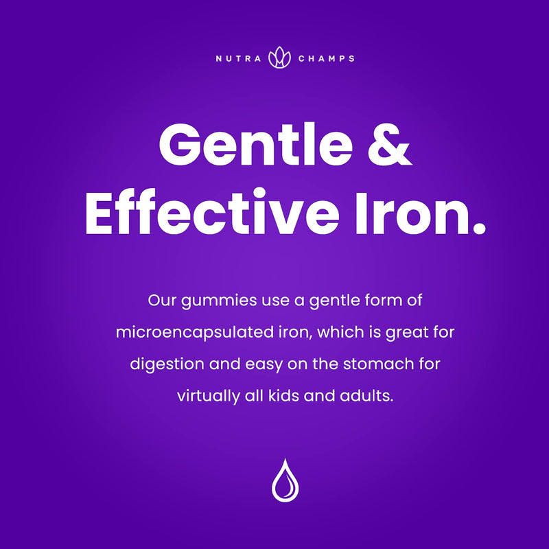 (2-Pack) Iron Gummies for Adults & Kids | 20mg Microencapsulated Iron Supplement Gummies with Vitamin C | Blood Builder & Energy Support for Iron Deficiency & Anemia | 120 Vegan Iron Vitamin Chewables 2 - NewNest Australia