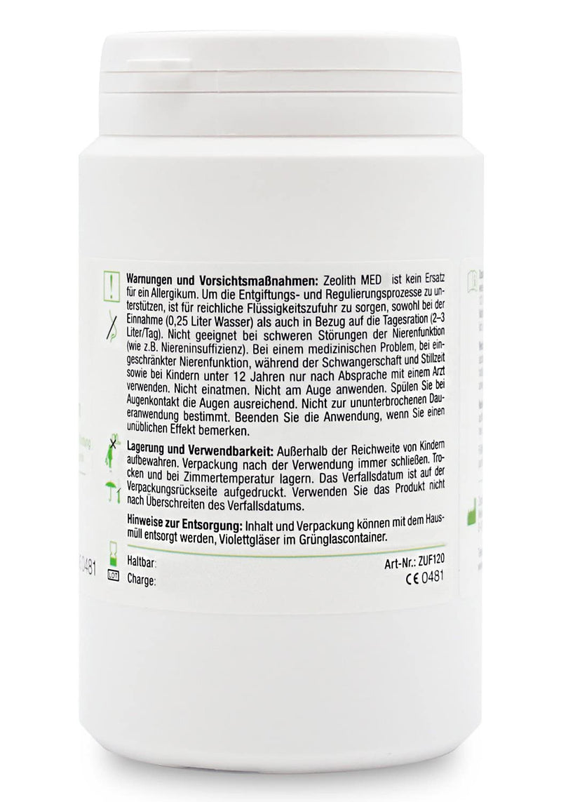 Zeolite MED ultra-fine 9µm, 120g premium powder, for binding pollutants, laboratory analyzed, recommended by experts, 100% pure zeolite clinoptilolite, volcanic minerals 120g (pack of 1) - NewNest Australia