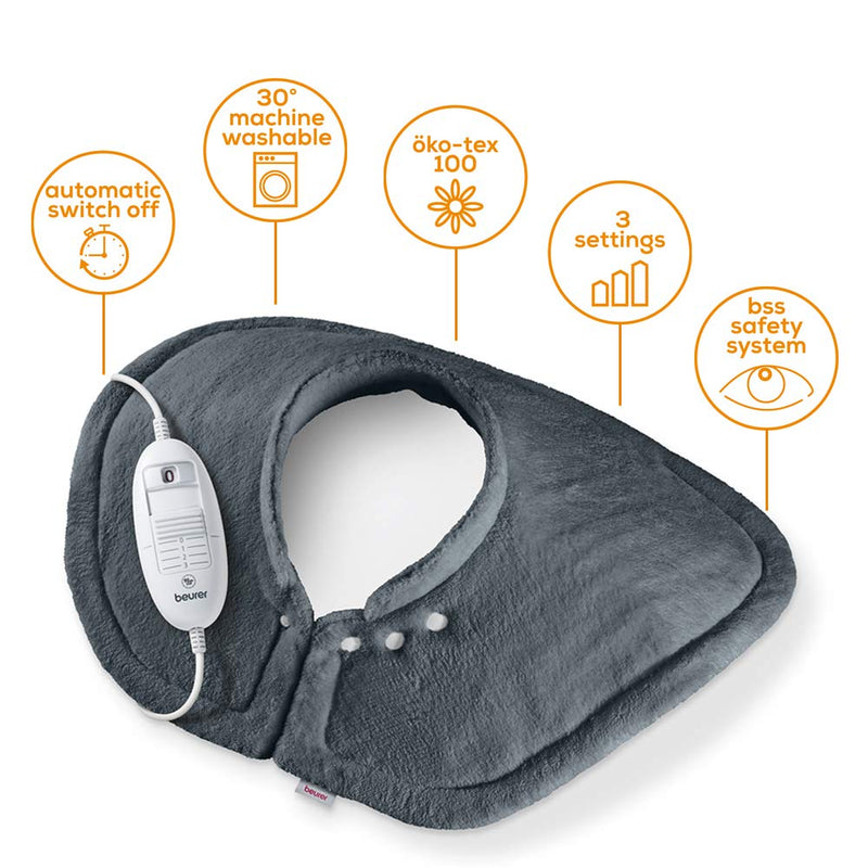 Beurer HK 54 heating pad for shoulders and neck, cozy heat pad with 3 temperature levels, automatic switch-off, machine washable shoulder and neck heating pad - NewNest Australia