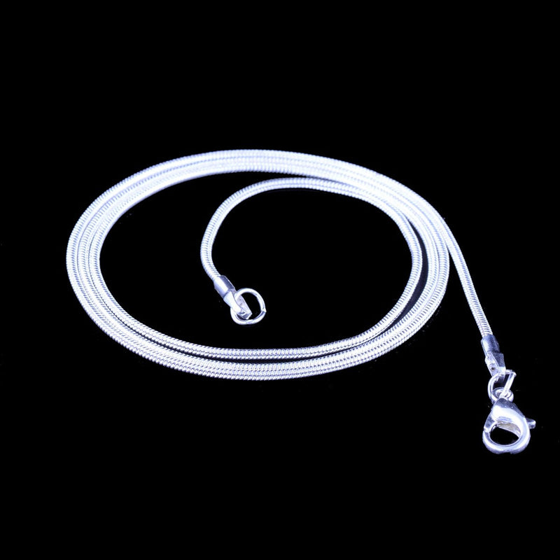 Snake Chain Necklace White Brightening 24pcs 925 Silver Plated 1.2mm DIY Shining Link with Lobster Clasps for Jewelry Making (16 inch, Shining White Brightening) 16 inch - NewNest Australia