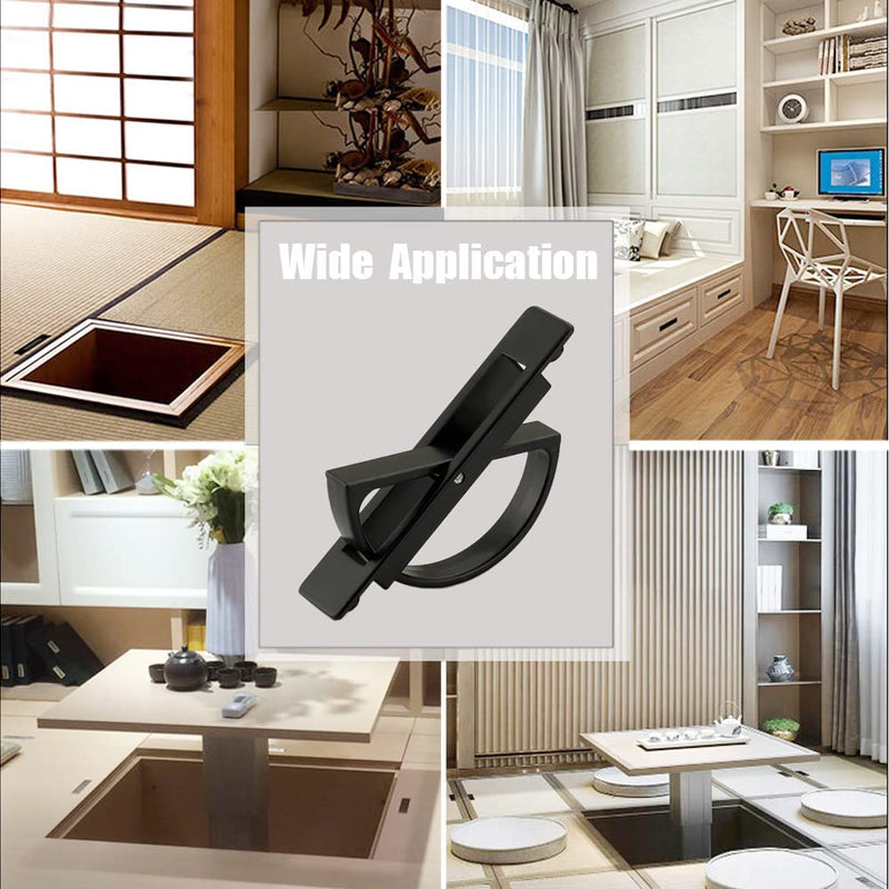 DSBGKJI 2 Pcs Invisible Cabinet Drawer Handle 180° Rotating Zinc Alloy Hidden Grip Concealed Door Pulls Handles Hardware for Cabinet,Tatami,Wardrobe,Drawer,Closet,Cabin (Black) - NewNest Australia