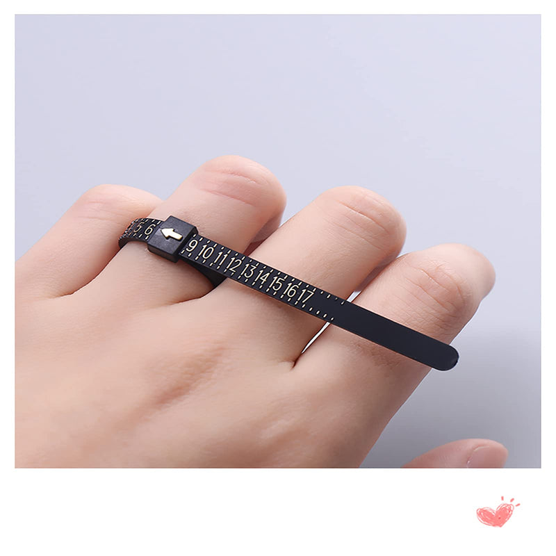 1 Pack US Ring Sizer Measuring Gauge, 1-17 US Rings Size, Plastic Finger Sizing Measure Tool, Reusable, Black - NewNest Australia