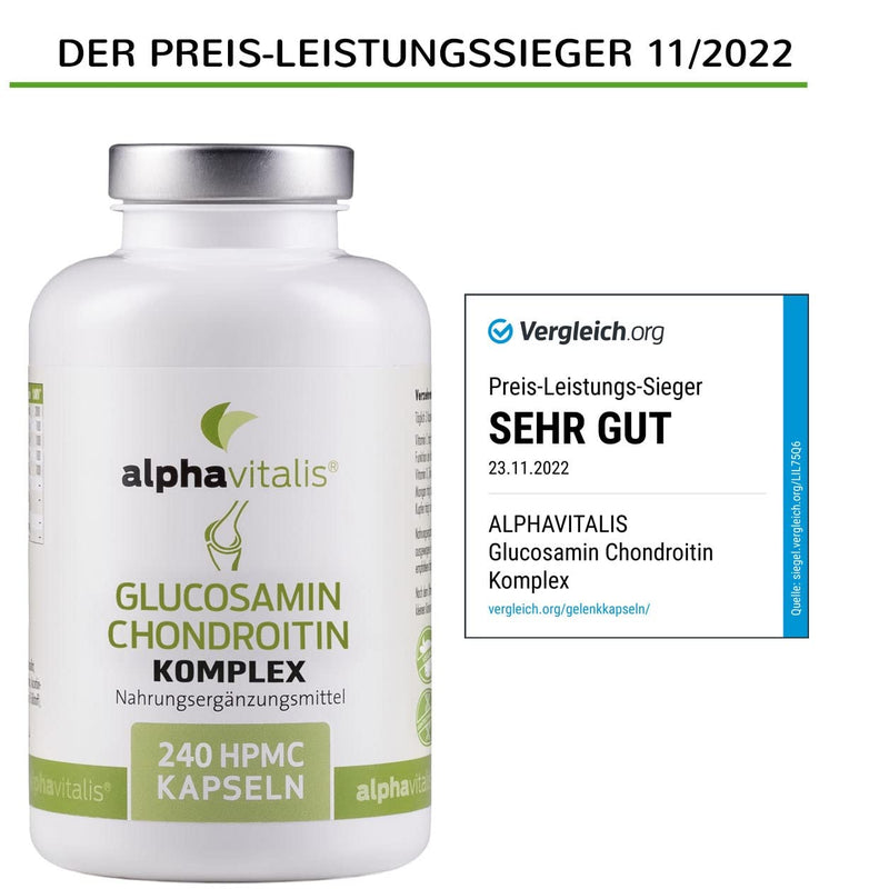 Glucosamine + Chondroitin Complex With Hyaluronic Acid, Msm, Zinc, Manganese - Vegan - 240 Capsules Without Magnesium Stearate - Joint Capsules From Alphavitalis - NewNest Australia