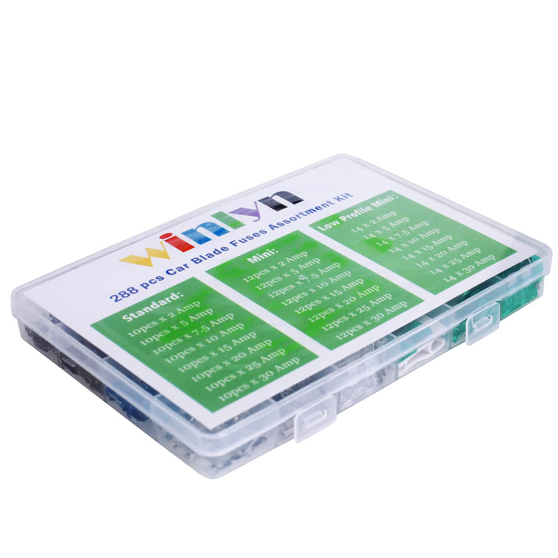 288 Pieces Car Fuses Assortment Kit - Blade Fuses Automotive - Standard & Mini & Low Profile Mini Size (2A/5A/7.5A/10A/15A/ 20A/25A/30AMP/ATC/ATO) Replacement Fuses for Marine, Auto, RV, Boat, Truck - NewNest Australia