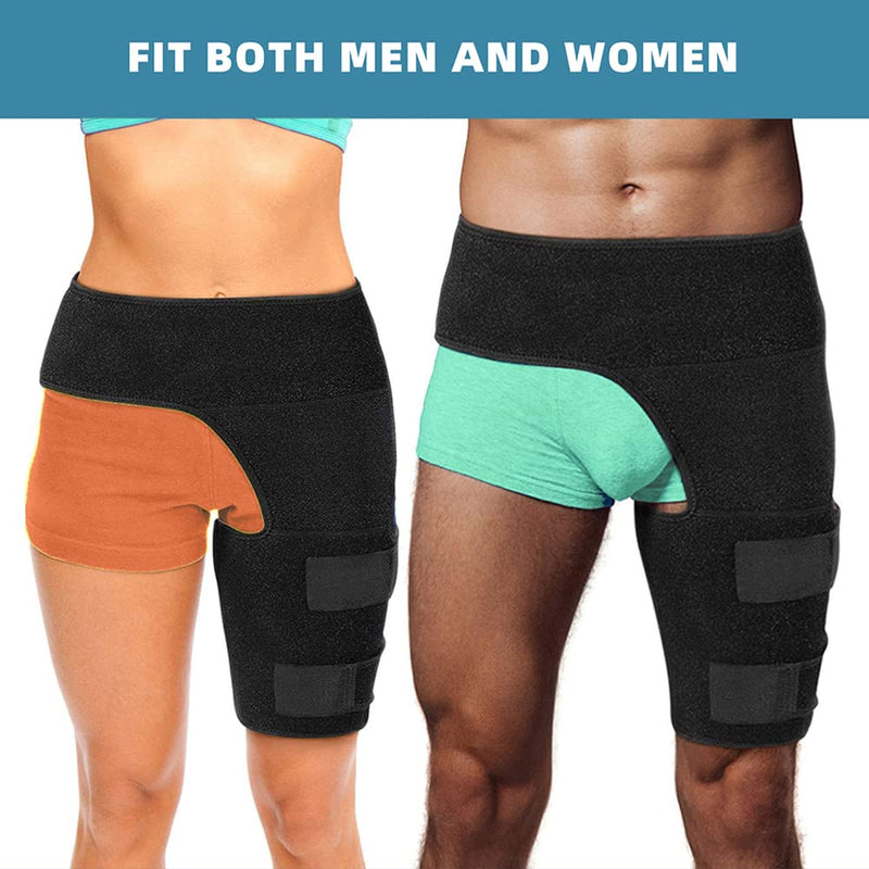 Compression Hip Brace Fits Right & Left Leg, Adjustable Groin Wrap Thigh Support Hamstring Sleeve for Relief Hip Pain Sciatica Arthritis Quad Muscle Strains Sports Protection for Men & Women - NewNest Australia
