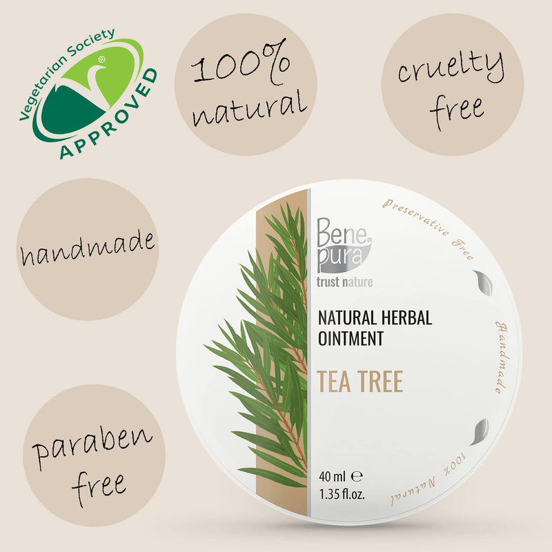 BenePura Tea Tree Cream for Eczema Itch Relief Cream - Eczema Cream for Adults - Natural Anti Itch Cream for Humans - Heat Rash Cream for Adults - Itchy Skin Cream, Dermatitis Cream, Bite Cream - 40ml - NewNest Australia
