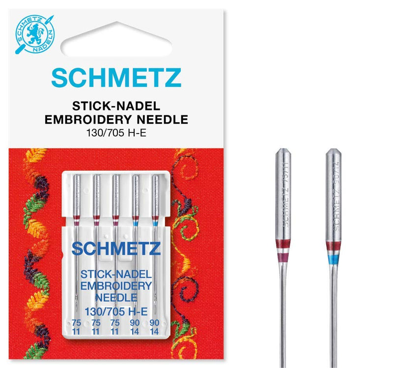 25 Schmetz Assorted Embroidery Sewing Machine Needles 130/705H H-E Size 75/11 and 90/14 (Original Version) (Original Version) - NewNest Australia