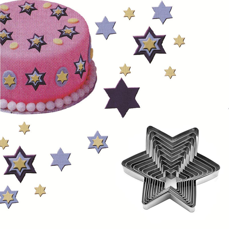 NewNest Australia - Mziart Star Cookie Cutter Set, 10 Piece Assorted Sizes Star Cookie Molds, Stainless Steel Metal Six-pointed Star Shapes Biscuit Molds Fondant Cake Cutter 