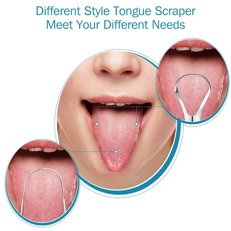 YLYL 3 PCS Metal Tongue Scraper, Tongue Scrapers for Adults Kids, Stainless Steel Tounge Scrappers, Tounge Scraper Cleaner, Portable Tongue Cleaner - NewNest Australia