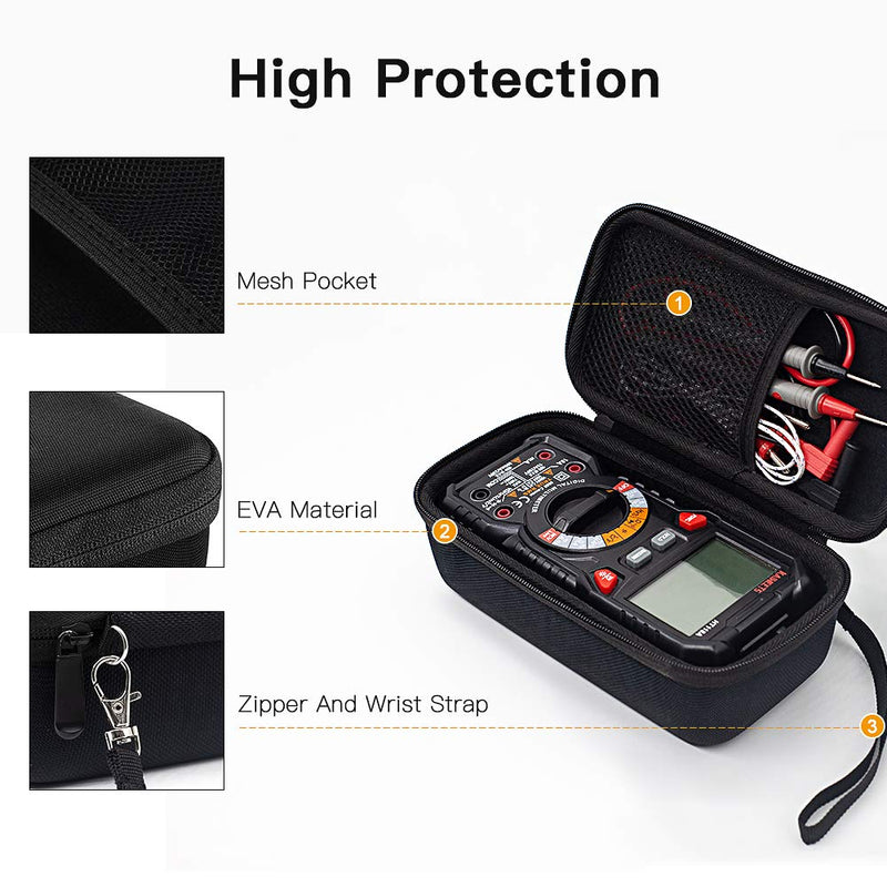 KAIWEETS HT118A Multimeter case Hard Travel Case Replacement with Mesh Pocket for Digital Multimeter TRMS 6000 Counts Volt Meter Auto Ranging (Case Only, No Multimeter) - NewNest Australia