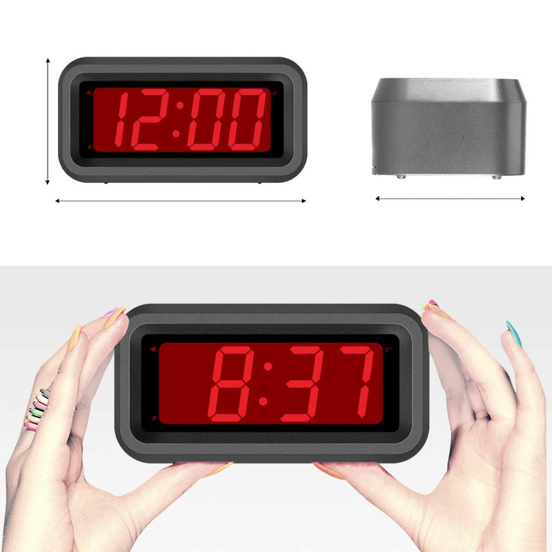 NewNest Australia - SUPLEDCK Digital Alarm Clock Battery Operated Bedside Home Travel Time Clock Night Visible LED Display (Grey) Grey 