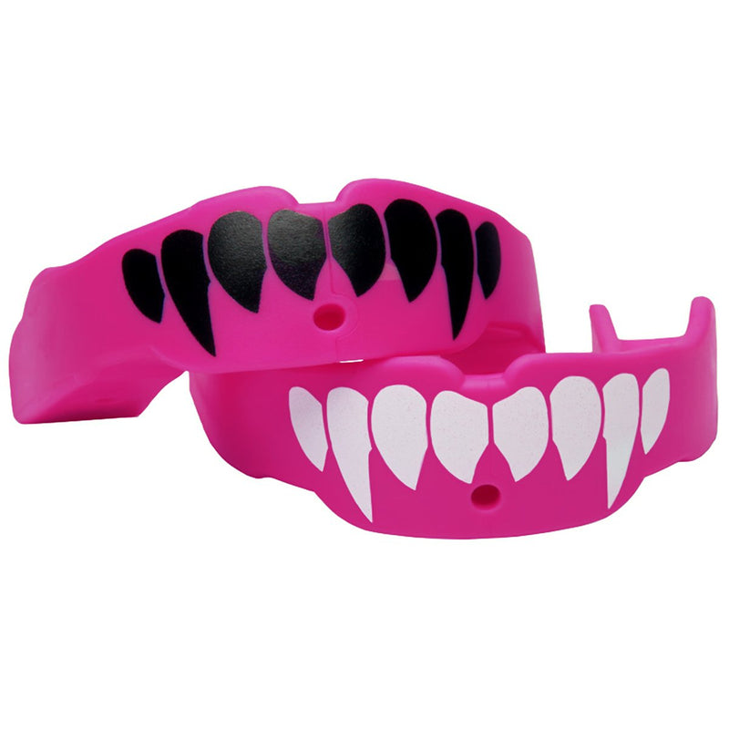 Battle Fangs Football Mouthguard – Sports Mouth Guard with Removable Strap – Protector Mouthpiece Fits With or Without Braces on Teeth – Adult & Youth Mouth Guard Sizes, 2 Pack Adult (Age 10 & Up) Pink - NewNest Australia