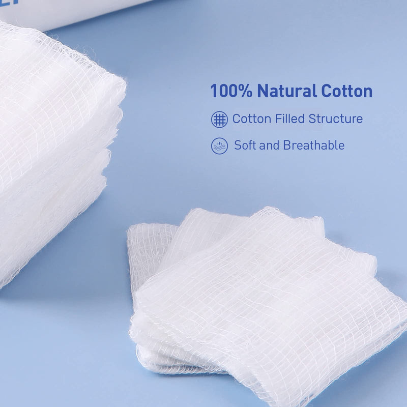 Gauze Pads 2"x 2", JMU 8-ply Cotton Gauze Pads 200pcs Non Sterile for Medical Dental Use 200 Count (Pack of 1) - NewNest Australia