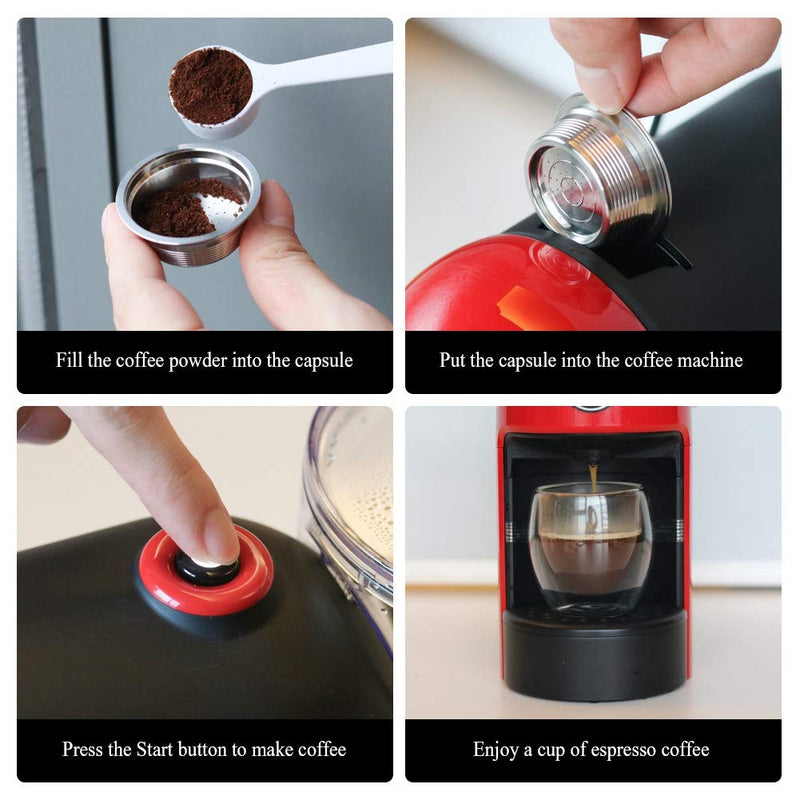 Coffee Capsules, Reusable Coffee Capsule Cup Coffee Capsule Filter Cup Coffee Pod Brush Spoon Kit Fit for LAVAZZA MIO Coffee Machine - NewNest Australia