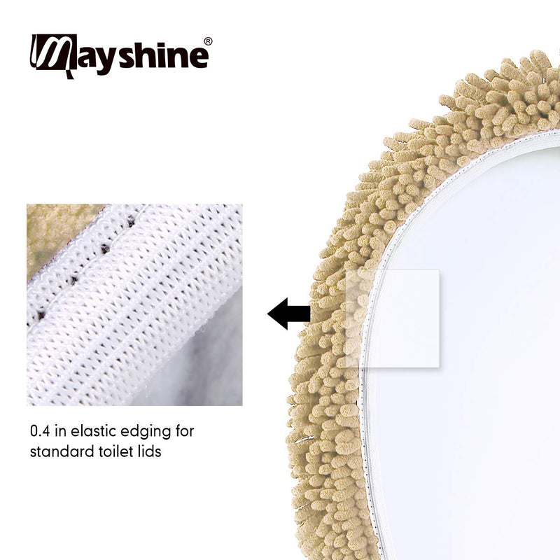 NewNest Australia - MAYSHINE Seat Cloud Bath Washable Extra-Soft Plush Shaggy Microfiber Standard Toilet Lid Covers for Bathroom -Beige Standard Lid Beige 