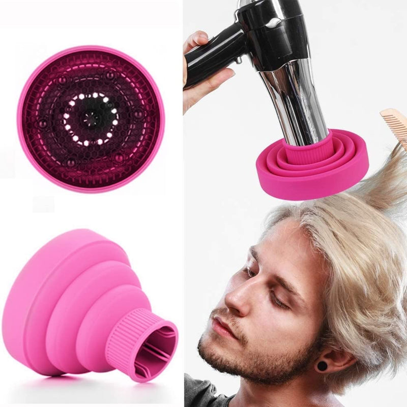 Hair Diffuser for Curly Hair Dryer Travel Collapsible Portable Hair Styling Appliances Hairdryer Diffuser Attachment Universal for Salon or Home Use (Rose Red) - NewNest Australia