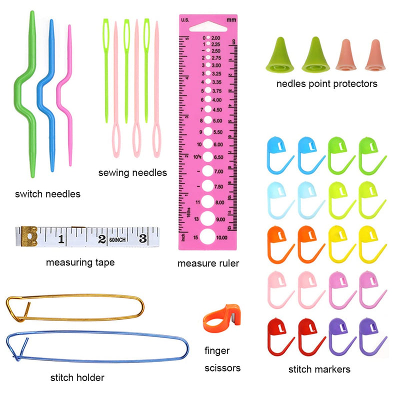 KOKNIT Professional Crocheter Kit, 9 Pcs Extra Longer Ergonomic Crochet Hooks 14 Pcs Aluminum Crochet Needles Various Accessories in Pretty Storage Case Blue Flower - NewNest Australia