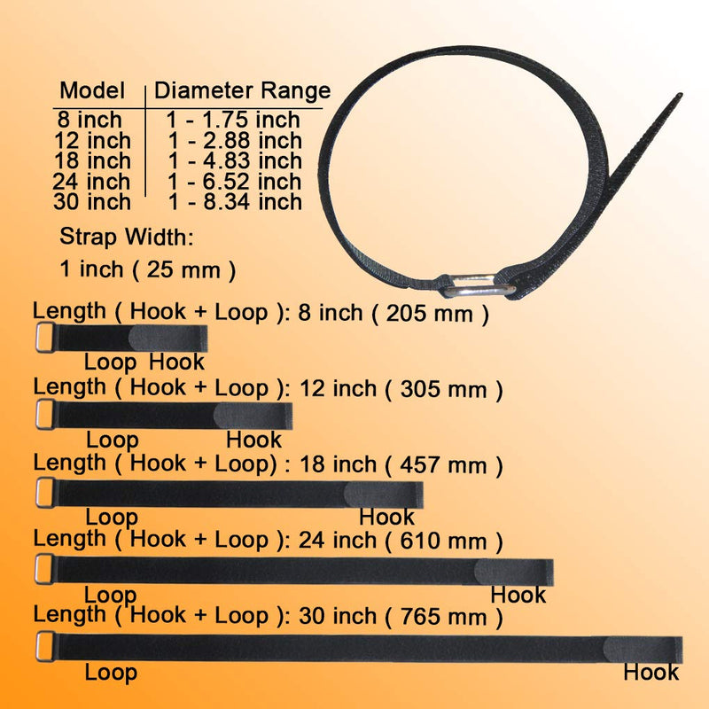 VIGAER 8"-12"-18"-24"-30" Reusable Fastening Cable Straps, 30 Pcs Securing Straps Adjustable Nylon Hook and Loop Cinch Cable Ties Down with Metal Buckle 8"-12"-18"-24"-30" - NewNest Australia