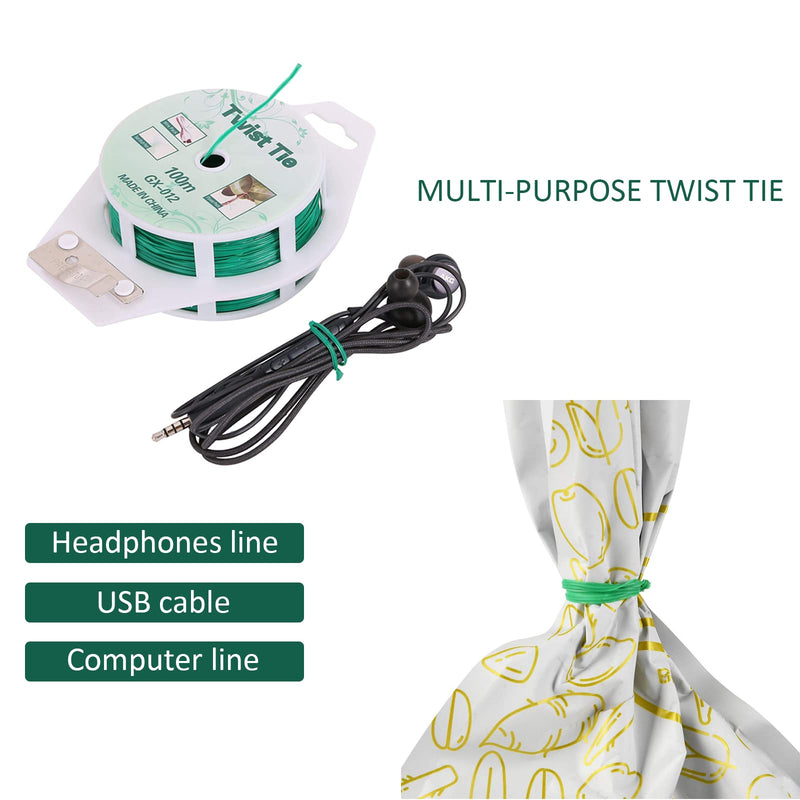Twist Ties - All-Purpose Coated 328feet Garden Plant Ties with Trimmer Garden Twine Support Ties Reusable for Gardening Plants Growth and Care, Office Home Cable Organization (Green) - NewNest Australia