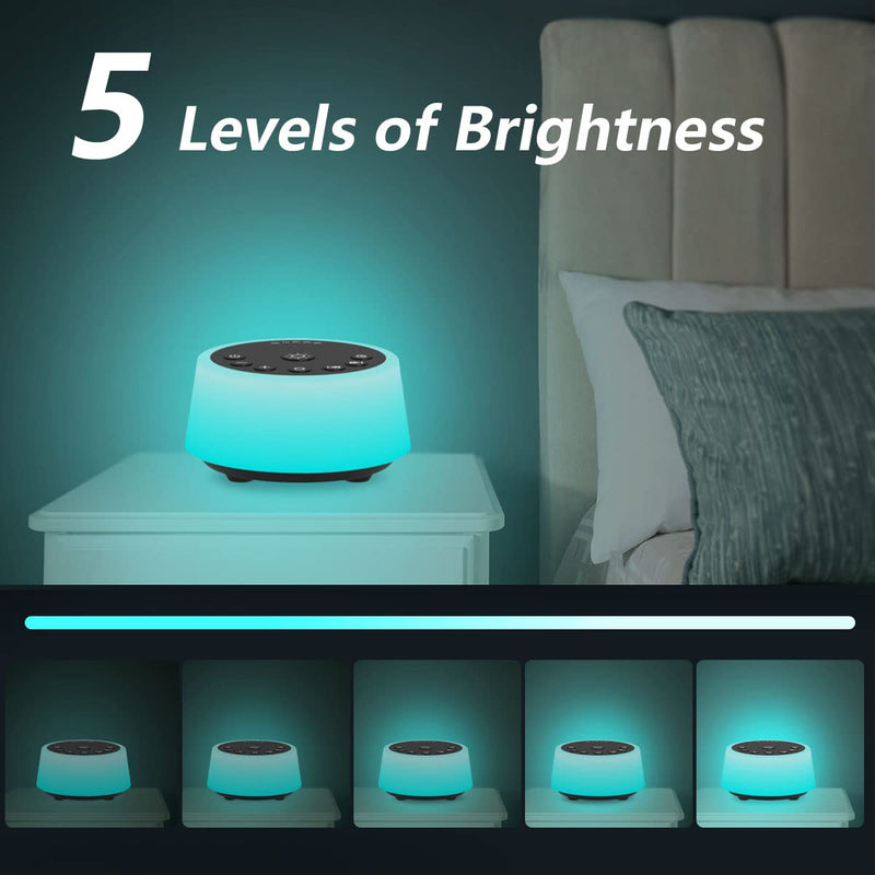 Color Noise Sound Machines with 10 Colors Night Light 25 Soothing Sounds and Sleep White Noise Machine 32 Volume Levels 5 Timers Adjustable Brightness Memory Function for Adults Kids Baby (Black) Black - NewNest Australia