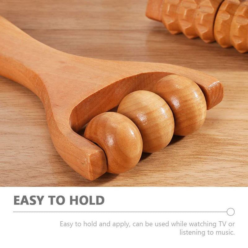 Healvian 3-Piece Massage Roller Set Wooden Foot Massage Trigger Point Massager Three Beads Massage Roller Face Roller Massage For Neck Shoulder Legs Feet Face Back - NewNest Australia