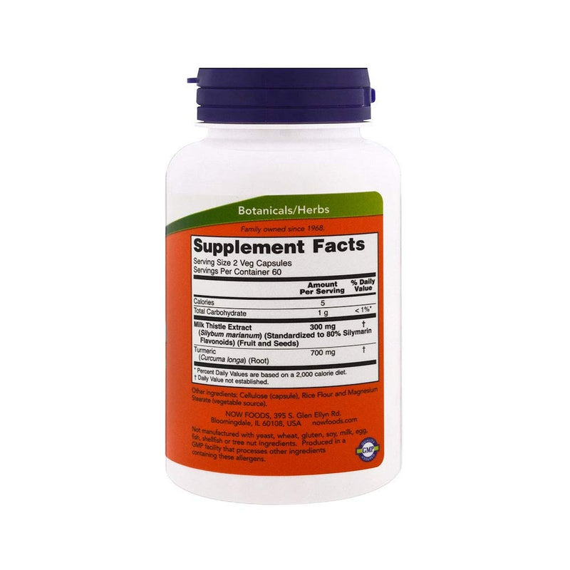 NOW Supplements, Silymarin Milk Thistle Extract 150 mg with Turmeric, Supports Liver Function*, 120 Veg Capsules - NewNest Australia