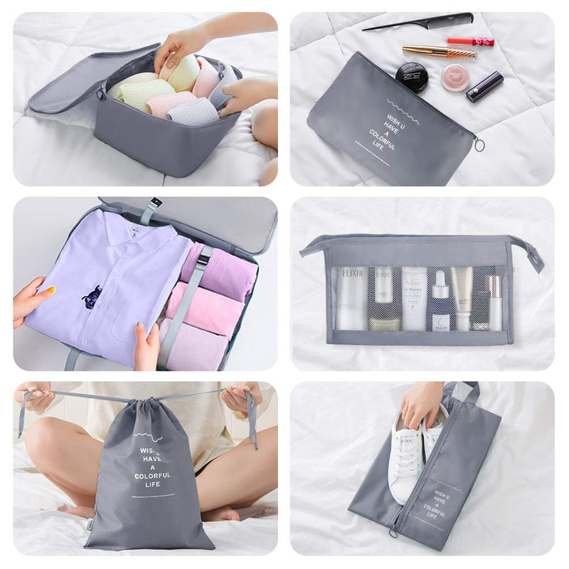 Packing Cubes for Suitcase,Geediar 9 PCS Travel Luggage Packing Organizers Waterproof Travel Essentials Bag Clothes Shoes Cosmetics Toiletries Storage Bags(a-Grey) A-grey - NewNest Australia