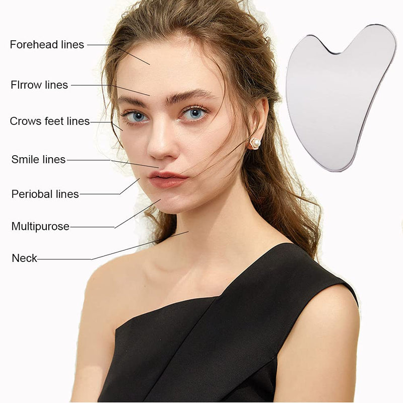 Ditind Gua Sha, Gua Sha Facial Tools, Stainless Steel Guasha Tool for Facial and Body SPA, Guasha Massage for Toxins Prevents Wrinkles and Body SPA Acupuncture Therapy Silver - NewNest Australia