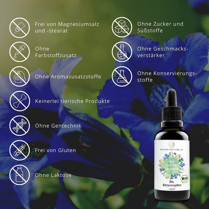 Maison Naturelle Organic Bitter Drops (100 Ml) According To Hildegard Von Bingen - Bitter Substances Drops Bitter Herbs - Bitter Substance Complex Concentrate - NewNest Australia