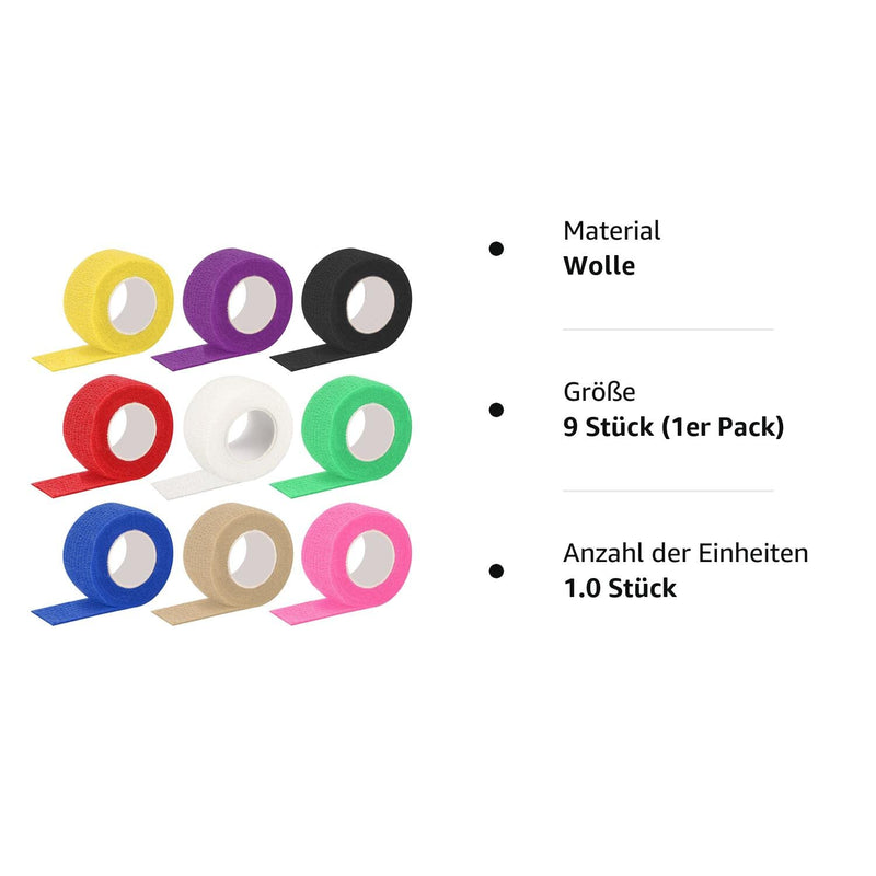 Tonyg-P 9 Rolls Of Self-Adhesive Bandage Cohesive Bandage Elastic Bandage Wound Plasters Adhesive Bandage Veterinary Wrap Tape For Wrists, Fingers, Calves, Toes, 2.5 Cm X 4.5 M (Multi-Colour) - NewNest Australia