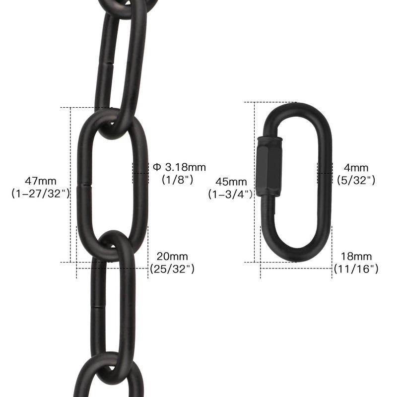 Lighting Chain, 6 feet Black Lighting Fixture Chain, Metal Chandelier Chain Extension, Pendant Lamp Fixture Chain with Connection Locks, Heavy Duty Chandelier Chain for Hanging Light(6' - Black) - NewNest Australia