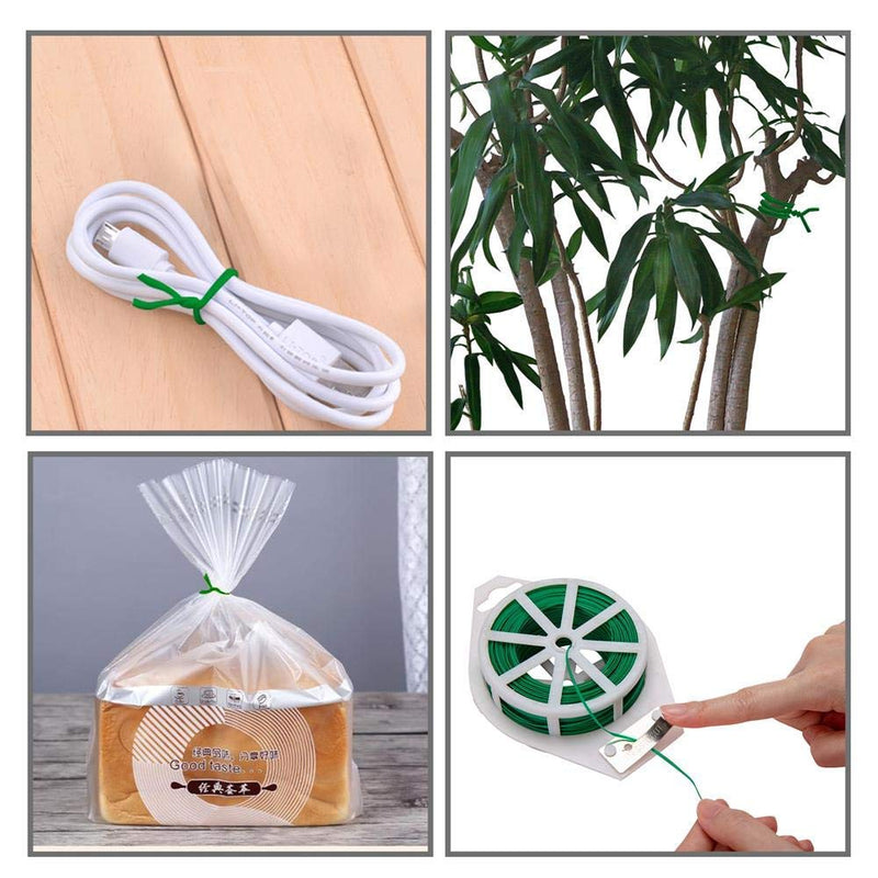 HYINDOOR 164ft Plastic Twist Tie Spool roll with Cutter for Garden Yard Plant Green PVC Twist Tie Line - NewNest Australia