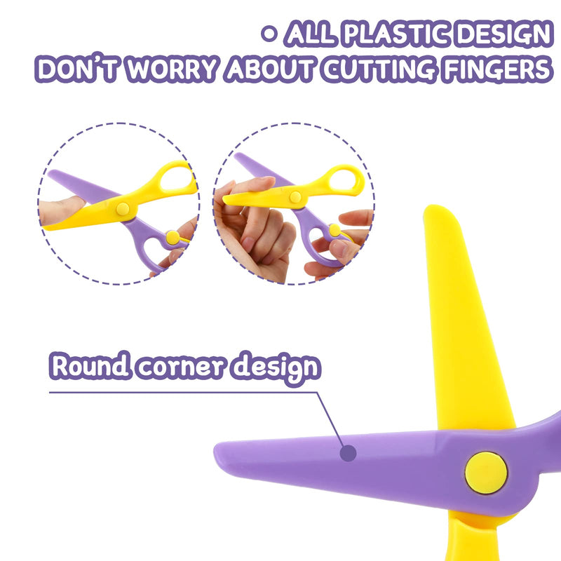 LOVESTOWN 4 PCS Plastic Training Scissors, Pre-School Training Scissors Toddler Safety Scissors Learning Scissors for Toddlers Children Art Supplies - NewNest Australia