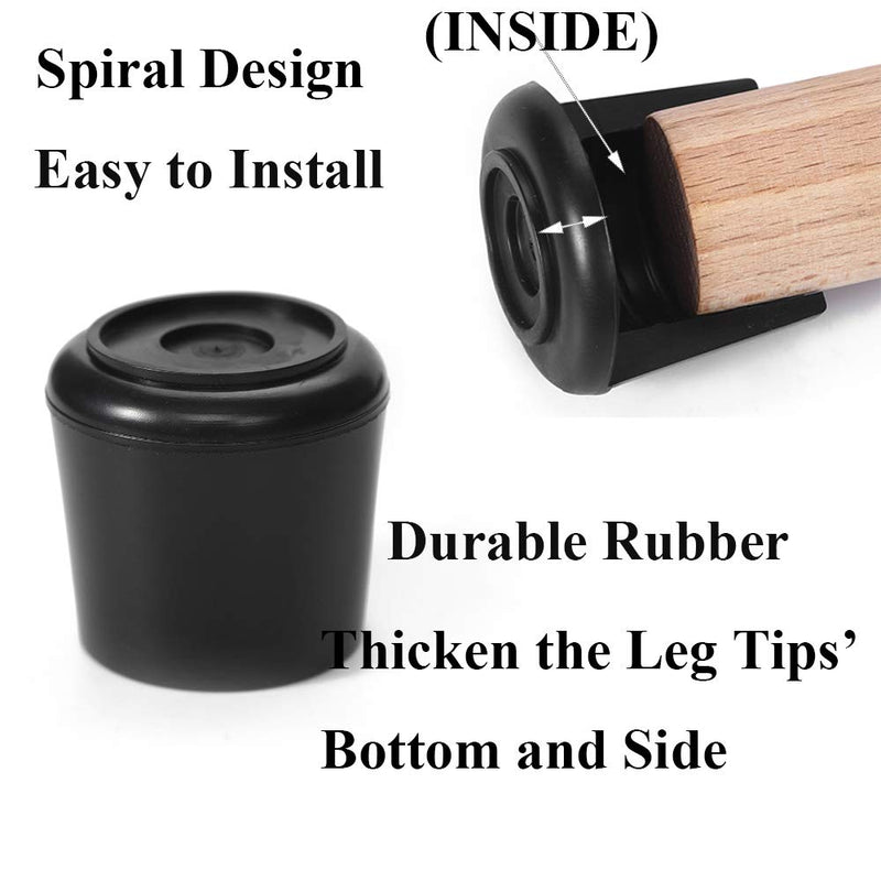 Furnigear Chair Leg Tips Caps Non-Slip Rubber Leg Tips 1-1/2” Inner Diameter Chair Leg Floor Protectors Round Black 4 Pack 1-1/2"-4pack (black) - NewNest Australia