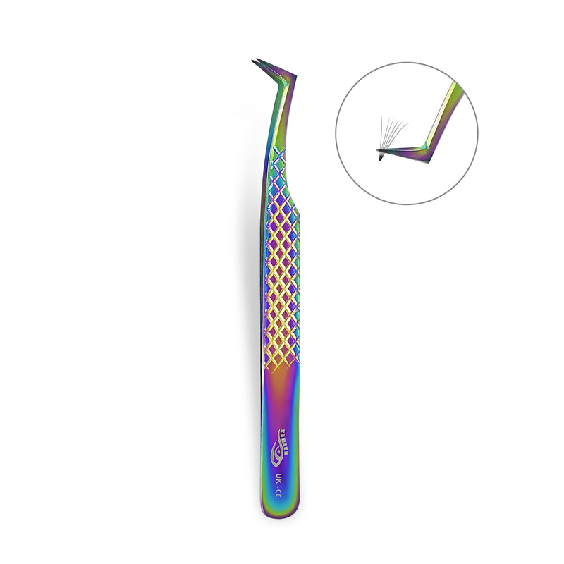 ZAMAHA UK Lash Eyelash Extension Tweezers Set of 5, Japanese Stainless Steel Tools Straight Curved 45 90 Degree Angled Tip, Volume Tweezers Precision (Rainbow Multi) - NewNest Australia