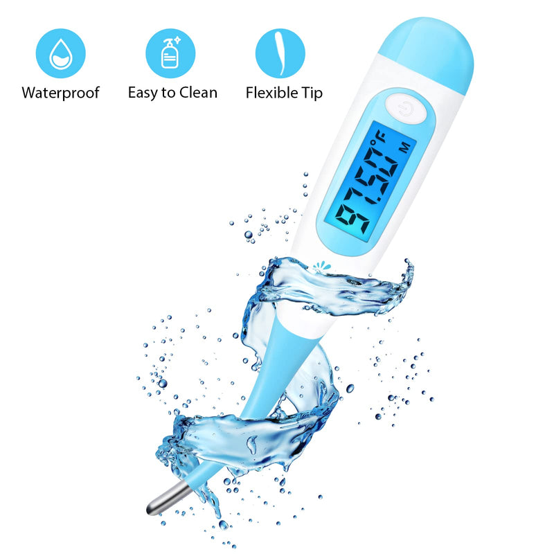 Easy@Home Digital Basal Thermometer with Blue Backlight LCD Display, 1/100th Degree High Precision and Memory Recall, NOT Bluetooth Enabled, Upgraded EBT-100B(Blue) - NewNest Australia