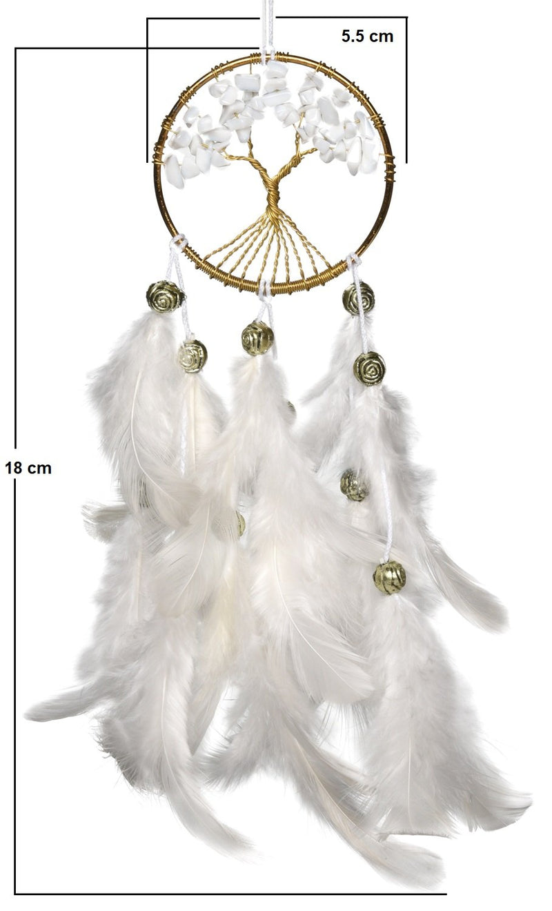NewNest Australia - Rooh Dream Catcher ~White Tree~ Handmade Hangings for Positivity (Used as Home DÃcor Accents, Wall Hangings, Garden, Car, Outdoor, Bedroom, Key Chain, Meditation Room, Yoga Temple, Windchime) (White) 