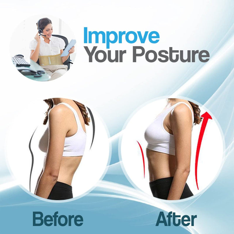 Back Support Belt - Self Heating & Soothing Back Brace Made With Breathable Materials & 20 Magnets For Optimal Pain Relief - Unisex Design For Sciatica, Herniated Disc, Scoliosis, Pain & More… M Beige - NewNest Australia