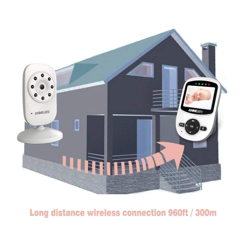 Video Baby Monitor with Digital Camera, ANMEATE Digital 2.4Ghz Wireless Video Monitor with Temperature Monitor, 960ft Transmission Range, 2-Way Talk, Night Vision, High Capacity Battery 2.4inch - NewNest Australia