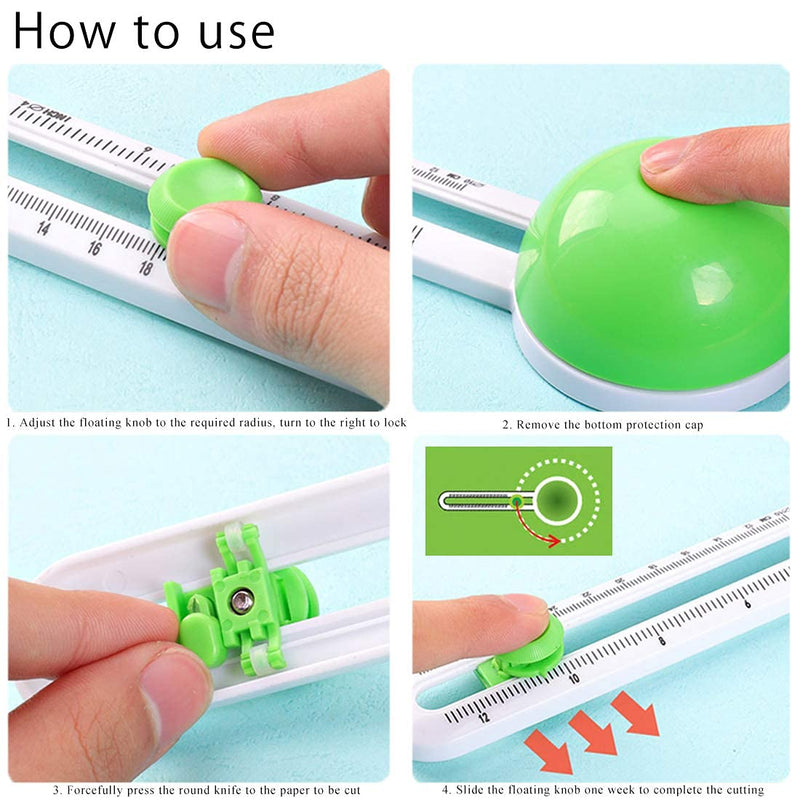 Circle Cutter Paper Trimmer Scrapbooking Circular Cutter Craft Cutting Tool, Rotary Cutter for Cardstocks (included 3 blades) (Green) Green - NewNest Australia