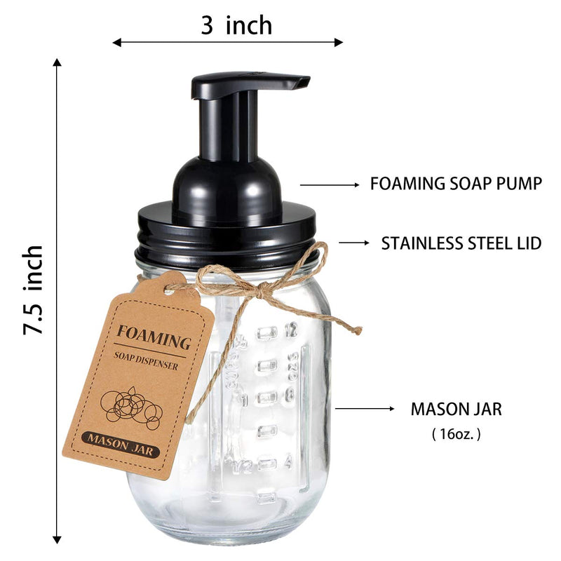 Mason Jar Bathroom Accessories Set(4 Pack) - Foaming Soap Dispenser&Qtip Holder Set&Toothbrush Holder-Rustic Farmhouse Decor Bathroom Organizer Apothecary Jar Country Countertop (Black) Black - NewNest Australia