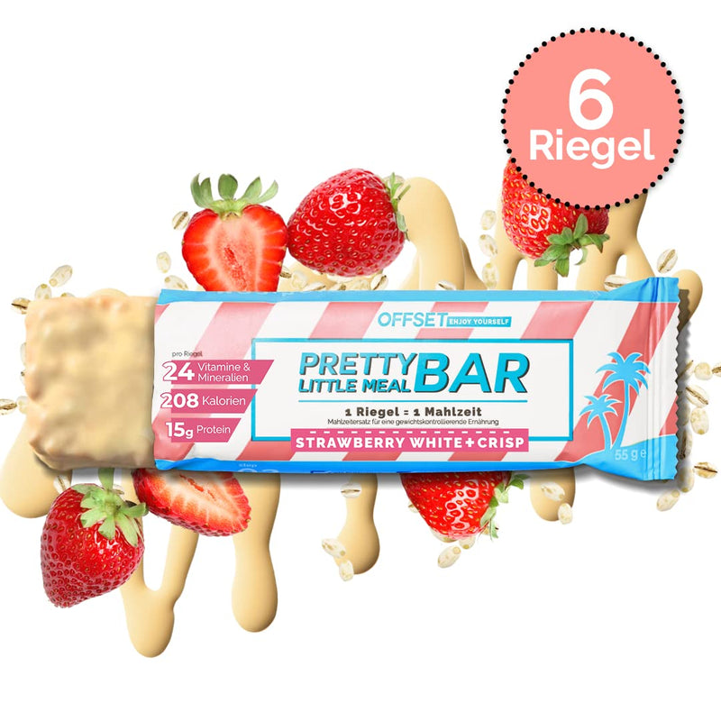 Full Meal Replacement From Offset Nutrition | Pretty Little Meal Bar Strawberry White + Crisp | Sugar-Reduced Slimming Bar Under 220 Calories | 330G For 6 Meals - NewNest Australia