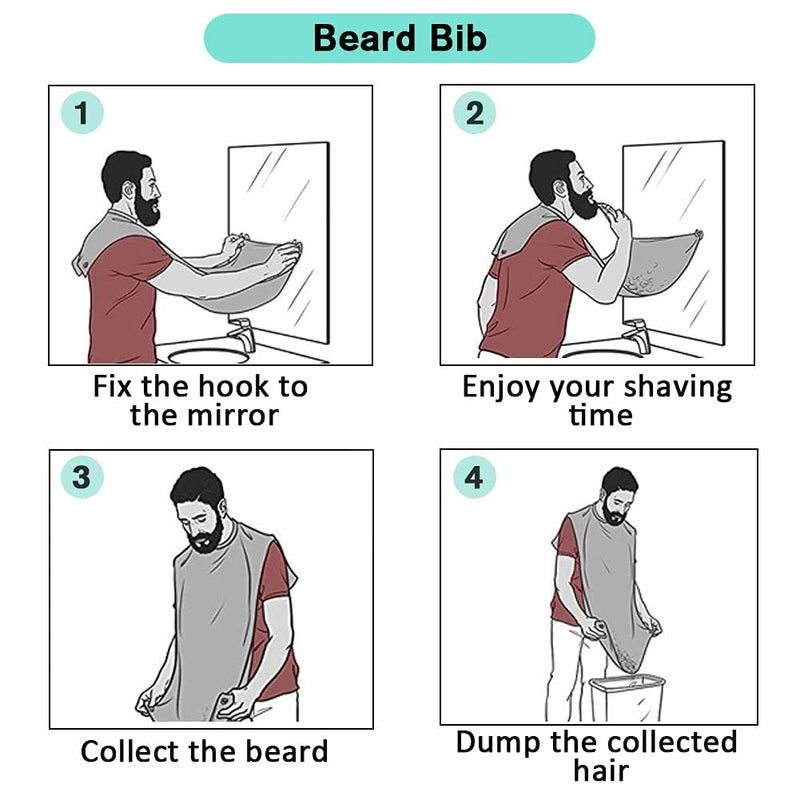 Beard Apron, Beard Bib for Shaving Haircut, Non-Stick Hair Catcher Grooming Cloth with 2 Suction Cups, Gifts for Men Black - NewNest Australia