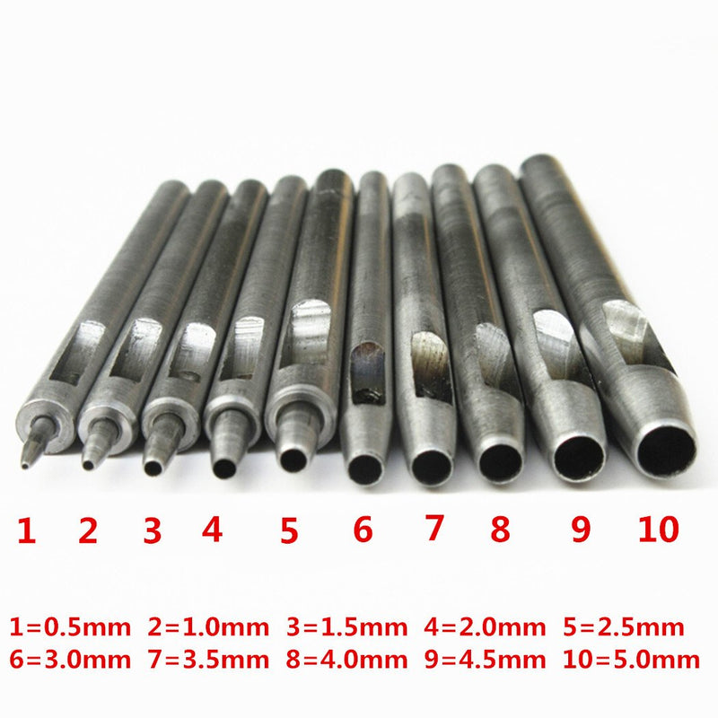 10Pcs Leather Hole Punch Cutter 0.5mm-5mm Leather Working Tools for Leather Watch Bands Belts Canvas Paper Plastics Round Hollow Hole Punch Cutter Tool - NewNest Australia
