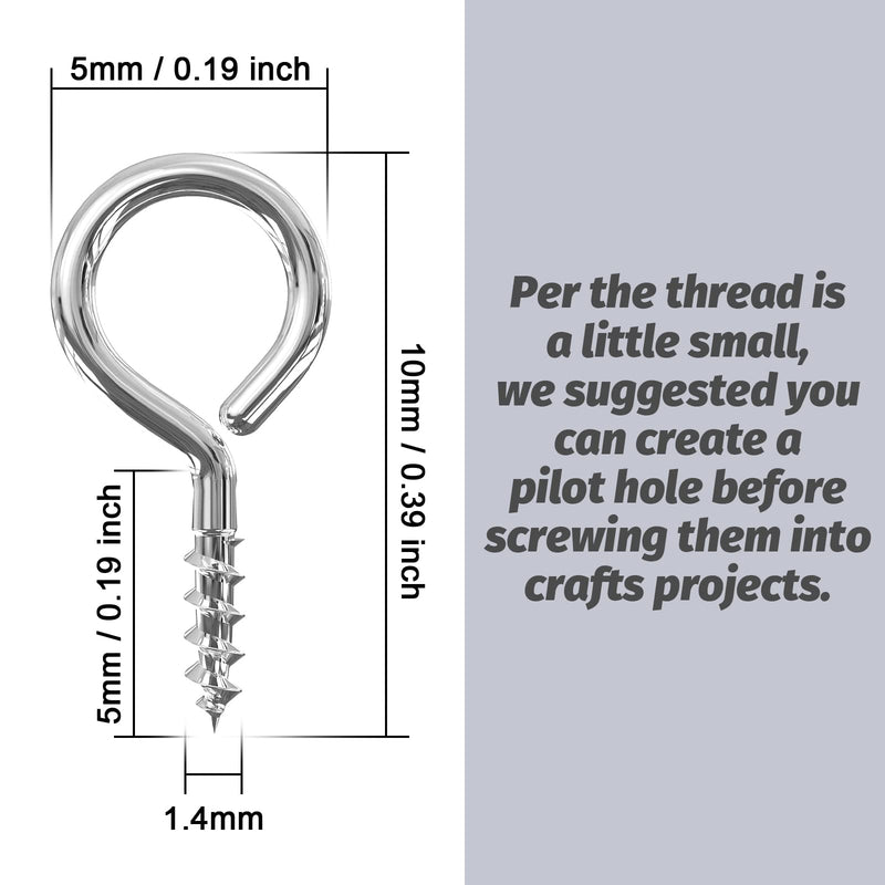 300pcs Screw Eye Pins Hooks, Small Metal Hoop Eye Pin Screws for DIY Jewelry, Charm Bead Pieces/ Arts & Crafts Projects/ Cork Top Bottles/ Charm Bead Pieces( 10X5mm) - NewNest Australia