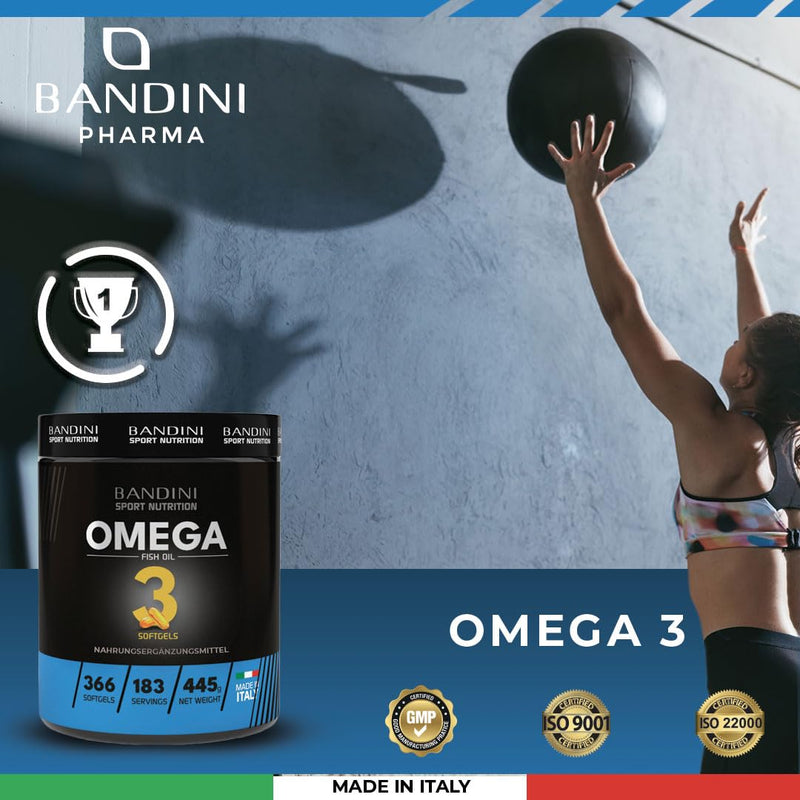 Bandini Omega 3 366 Capsules - 360 Mg Epa And 240 Mg Dha Per Daily Dose - Dietary Supplement Based On Pure Fish Oil Beads - Omega3 Per Capsules - High Dose Essential Omega-3 Fatty Acids - NewNest Australia
