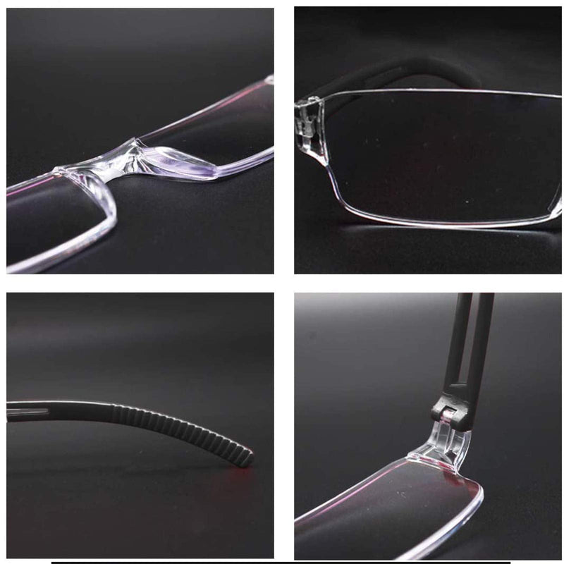 MMOWW 4 Pack Rimless Reading Glasses for Men and Women with Clear Rectangular Blue Light Blocking Glasses (4 Black, 2.0) 4 Black 2.0 x - NewNest Australia