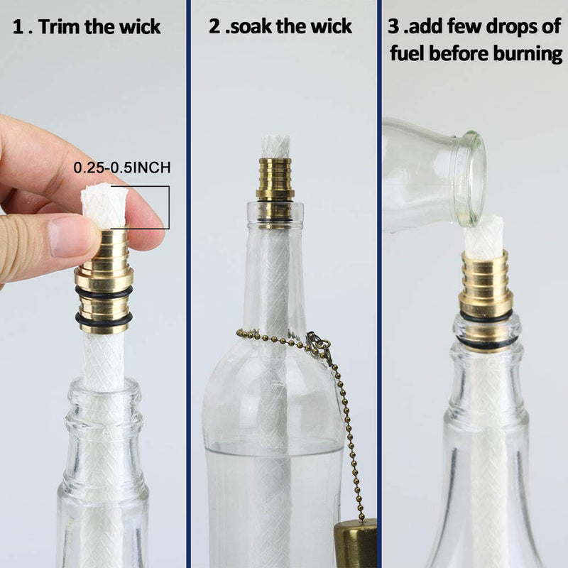 EricX Light Wine Bottle Torch Kit 4 Pack, Includes 4 Long Life Torch Wicks ,Brass Torch Wick Holders And Brass Caps - Just Add Bottle for an Outdoor Wine Bottle Torch - NewNest Australia