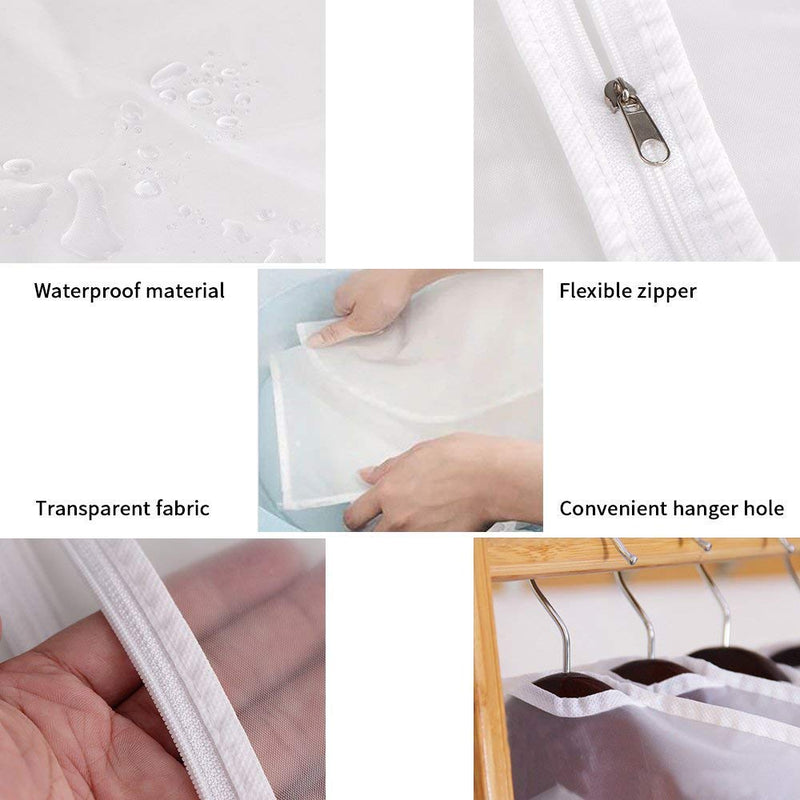 Linseray 8 Pack Hanging Clothes Covers, 60cm x 120cm Suit Bags Breathable Moth Proof Garment Cover Bags with Full Zipper for Long Dress Dance Costumes Suits Gowns Coats 8Pcs 60*120cm - NewNest Australia