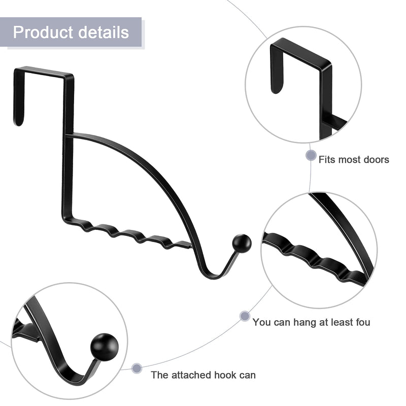 4 Pieces Over Door Hooks Hanger Multi Hanging Storage Organizers Valet Hooks for Coats Clothes Hoodies Hats Scarves Purses Keys Bath Towels Robes and More (Black) Black - NewNest Australia